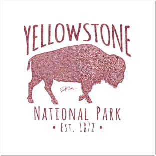 Yellowstone National Park, Walking Bison Posters and Art